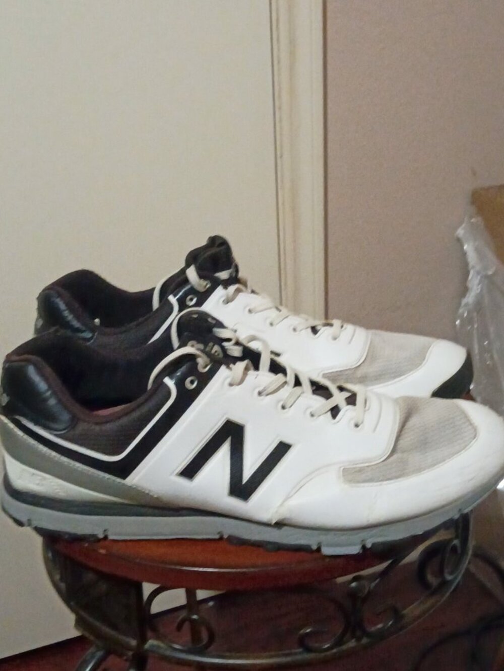 New Balance Golf Shoes Spikeless Men's NBG518 Lace Up White Black Size 16D